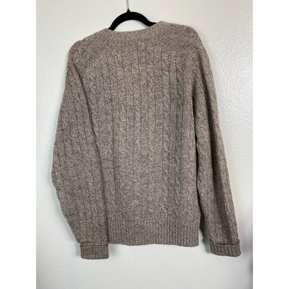 Lord & Taylor Shetland Wool Mens Wool Cable Knit Cardigan Sweater Sz Large Beige - Picture 13 of 14